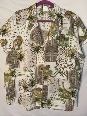 Vintage Tapestry "African Safari" short-sleeve button-up